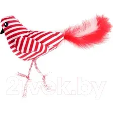 Игрушка для кошек Petpark Птичка с перьями 25 см красно-белая