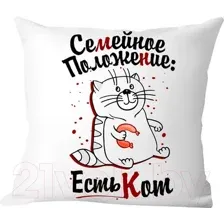 Подушка декоративная Print Style Семейное положение, есть кот / 40x40plat22