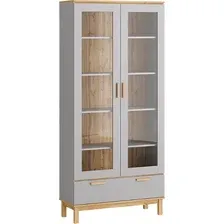Шкаф-витрина Modula Вирелле INV06HS-2V1S-1004/398/2194(21) (BZ серый шиферDI дуб натюрель)