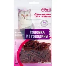 Лакомство для кошек O'cat Соломка из говядины (45г)