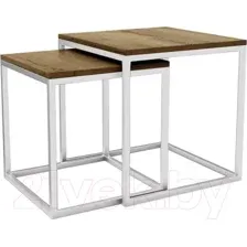 Журнальный столик Hype Mebel Дуэт (белый/дуб галифакс олово)