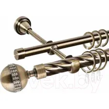 Карниз для штор АС ФОРОС Grace D25К/16Г + наконечники Авея (2м, антик)