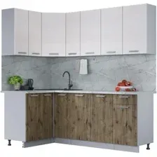 Готовая кухня Интерлиния Мила Лайт 1.2x2.1 (вудлайн кремовый/дуб веллингтон/серый каспий)