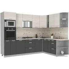 Готовая кухня Интерлиния Мила Лайт 1.88x2.8 правая (вудлайн кремовый/антрацит/бискайская сосна)