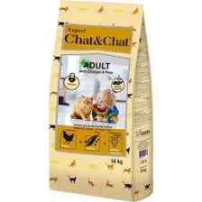 Сухой корм для кошек Chat&Chat Expert для взрослых кошек с курицей и горохом (14кг)