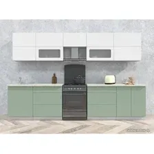 Готовая кухня Интерлиния Мила Матте 3.3 Б (белый/мята/опал светлый)
