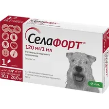 KRKA Селафорт для собак 10,1 - 20 кг (1 пипетка) 120 мг/1 мл
