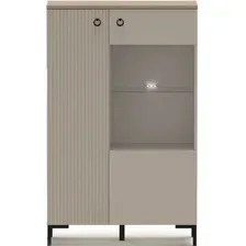 Шкаф-витрина Black Red White Domenica REG1D1W/140 с подсветкой (глиняный серый/дуб сильвержек ореховый)