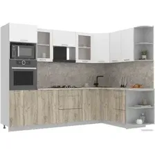 Готовая кухня Интерлиния Мила 1.68x2.8 правая (белый платинум/дуб серый/малага)