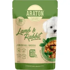 Влажный корм для собак Araton Junior Кусочки в соусе с ягненком и кроликом (500г)
