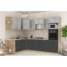Готовая кухня Интерлиния Мила 1.88x2.8 правая (бетон-антрацит-травертин)