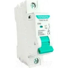 Выключатель автоматический Tengen TGB1N-63 1P 63A D 6kA 1M / TGB1N-63-1-63D