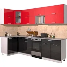 Готовая кухня Интерлиния Мила Gloss 50-12x27 (красный/черный глянец)