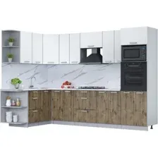 Готовая кухня Интерлиния Мила Лайт 1.68x3.0 левая (белый платинум/дуб веллингтон/белый гранит)