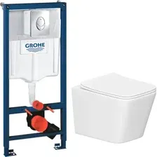 Унитаз подвесной Lauter Square 214903 + GROHE Rapid SL 38721001 (овальная, хром)
