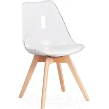 Стул TetChair Tulip дерево/пластик/экокожа (прозрачный)