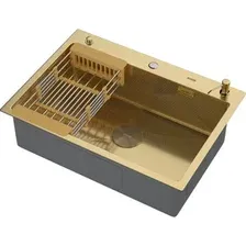 Кухонная мойка ARFEKA ECO AR мойка 700*500 POP-UP, коландер, дозатор GOLD DECOR