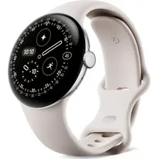 Умные часы Google Pixel Watch 4 45 мм (глянцевый серебристый/фарфор, спортивный силиконовый ремешок)