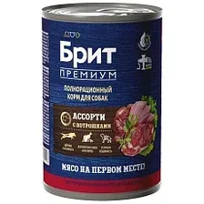 Брит Премиум Консервы для собак всех пород (Мясное ассорти с потрошками) 410 г
