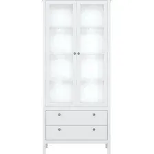 Шкаф-витрина Black Red White Ewa REG2W2S с подсветкой (белый)
