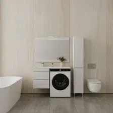 Symbolite Тумба с умывальником Даллас 110 Люкс Plus + Даллас 110x48 (подвесная, левый, эмаль белый)