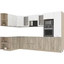 Готовая кухня Интерлиния Мила 1.68x3.2 левая без столешницы (белый платинум/дуб серый)