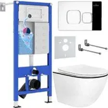Унитаз подвесной Roxen Antares Black в комплекте с инсталляцией StounFix Dual Fresh 6 в 1 964686 (кн