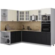 Готовая кухня Интерлиния Мила Деко 1.88x2.6 LV (черный/белый/дуб бунратти)