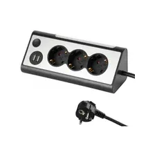 Удлинитель 1,5 м 3 розетки 2 USB с заземлением ELECTRALINE черный