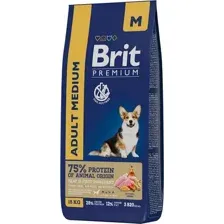 Корм Брит Премиум Dog Adult Medium (Курица) для собак 15 кг