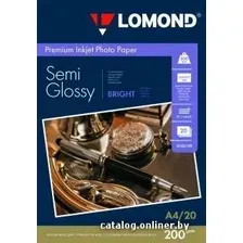 Фотобумага Lomond Полуглянцевая ярко-белая A4 200 г/м2 20 листов [0102149]