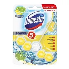 Блок для очищения унитаза DOMESTOS Power 5 Свежесть лайма 55г