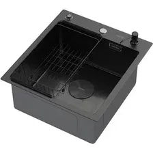 Кухонная мойка ARFEKA ECO AR мойка 450*500 POP-UP, коландер F, дозатор BLACK DECOR VOLCANIC ROCK