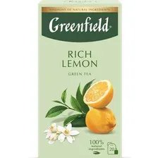 Чай зеленый Greenfield rich lemon, 20х1.7 г
