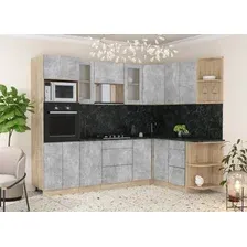 Готовая кухня Интерлиния Мила 1.68x2.6 правая (бетон/бетон/кастилло темный)