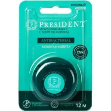 Зубная нить PresiDENT Antibacterial, с хлоргексидином, 12 м