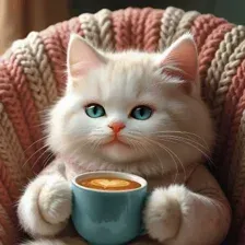 Алмазная мозаика  Феникс+ Кот с капучино 71398