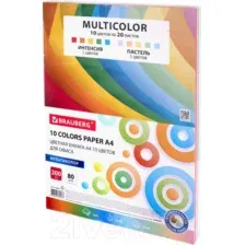 Набор цветной бумаги Brauberg Multicolor / 114209