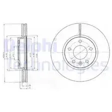 Тормозной диск DELPHI BG4278C вентилируемый , передняя ось