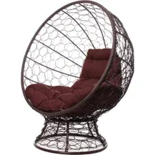 Кресло M-Group Кокос на подставке 11590205 (коричневый ротанг/коричневая подушка)