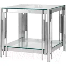 Журнальный столик Stool Group Гэтсби 55x55 EET-027 (прозрачное стекло/сталь серебристый)