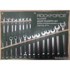 RockFORCE - Набор ключей комбинированных универсальный 22пр;.комбинированные 16пр( 6-24мм)разрезные 2пр(10-12,11-13мм).трещоточные 4пр(8-13мм) на полотне / RF-5147R