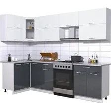Готовая кухня Интерлиния Мила Gloss 60-12x27 (белый/асфальт глянец)