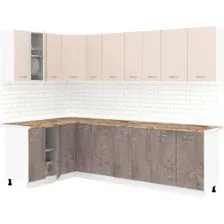 Готовая кухня Кортекс-мебель Корнелия Лира 1.5x2.7 (капучино/оникс/мадрид)