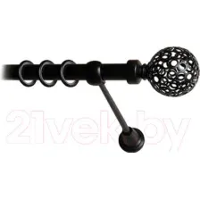 Карниз для штор Lm Decor Ажур 095 1р гладкий 25мм (черный матовый, 2.4м)