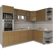 Готовая кухня Интерлиния Мила Gloss 1.68x2.8 правая (капучино)