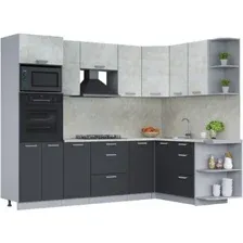Готовая кухня Интерлиния Мила Лайт 1.68x2.6 правая (бетон лайт/антрацит/опал светлый)
