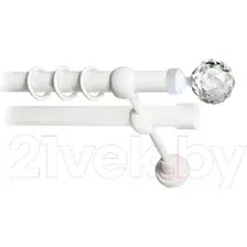 Карниз для штор Lm Decor Кристалл 130 2р гладкий 25/19мм (белый глянец, 3.6м)
