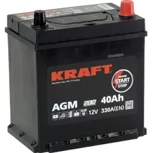 Автомобильный аккумулятор KRAFT AGM R+ 330A с бортом (40 А·ч)