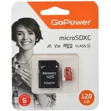 Карта памяти GoPower Class10 UHS-I (U3) microSDXC 00-00025682 128GB (с адаптером)